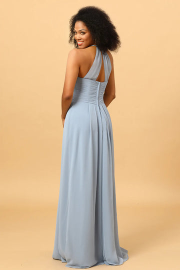 Halter Azul Vestido de Dama de Honor